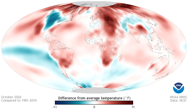 Temperature anomaly map