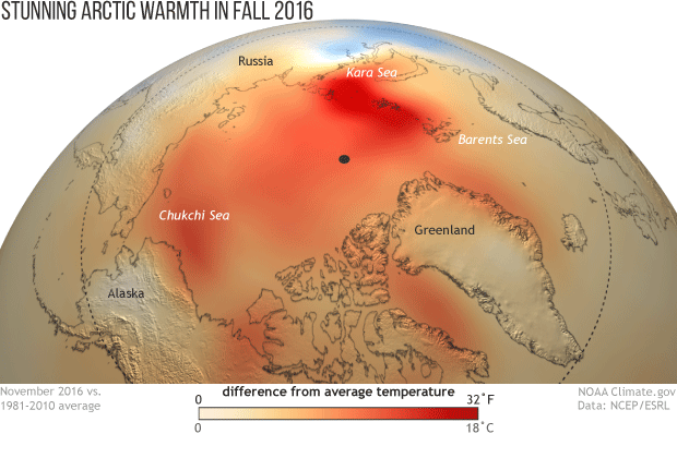 Temperature anomaly map
