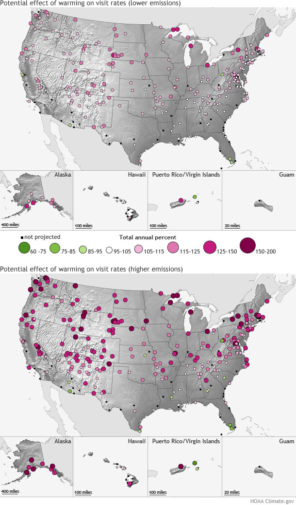 Higher- and lower-emission scenarios