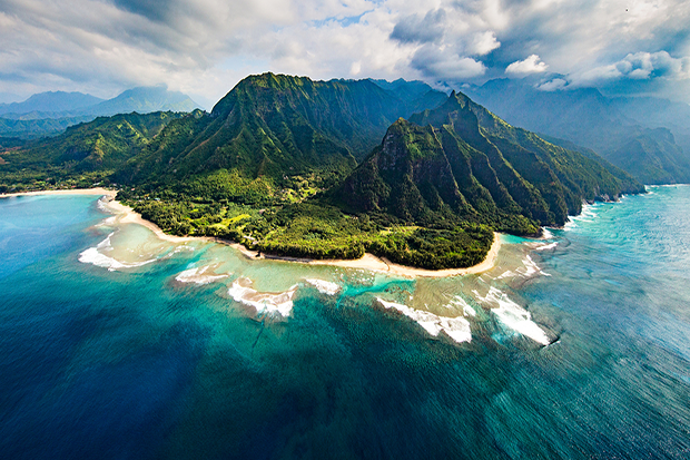 Pacific Island surrounded by coral reef