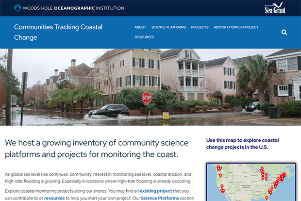 Coastal flooding tracking screenshot