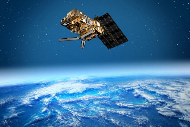 Satellite above ocean surface