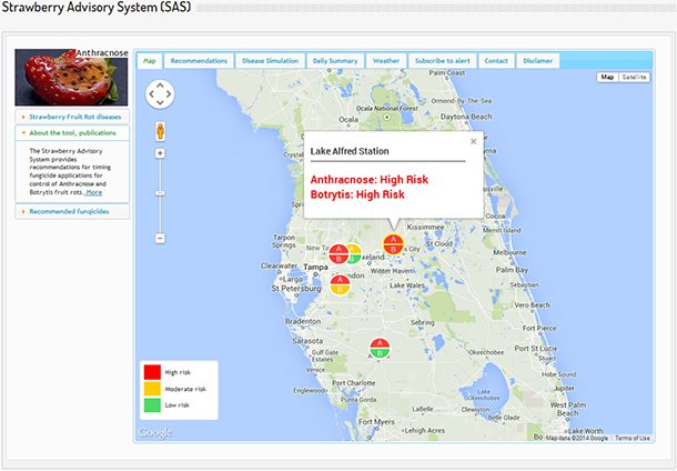 Screenshot of the strawberry growing map tool