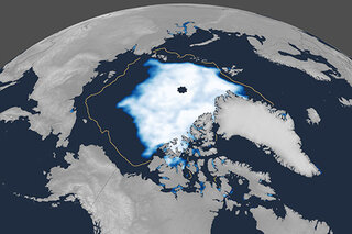 Map image for 2019 Arctic sea ice extent ties for second-lowest summer minimum on record