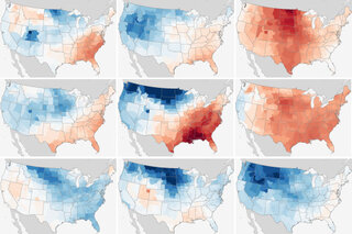 Map image for U.S. temperature patterns for every La Niña winter since 1950