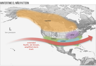 Map image for How El Niño and La Niña affect the winter jet stream and U.S. climate 