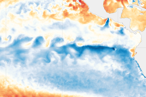 Sea surface temperature patterns in the tropical Pacific in late fall 2021