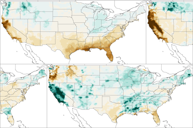 precipitation anomalies for weak La Nina events