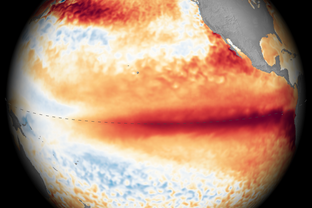 Map of tropical Pacific ocean temperature anomalies 