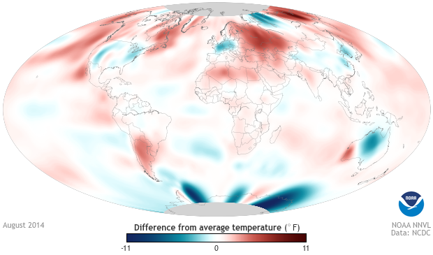 Data Snapshots: August 2014 Global Temperature Anomaly